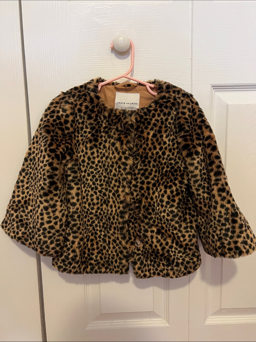 Janie and Jack Leopard Print Faux-Fur Coat - Brown and Black Size 3 to 4